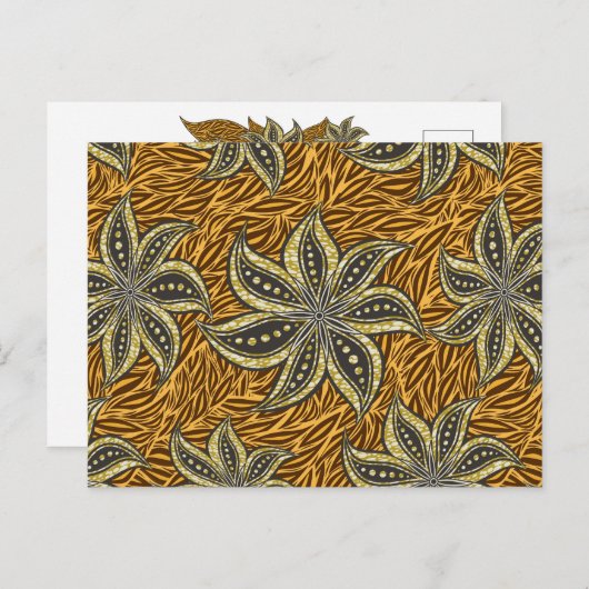 Afrikaanse Abstracte Bloemen Batik Stijl Briefkaart (Voorkant / Achterkant)