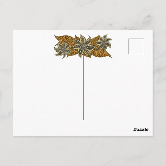 Afrikaanse Abstracte Bloemen Batik Stijl Briefkaart (Achterkant)