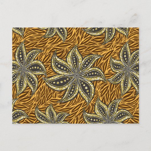Afrikaanse Abstracte Bloemen Batik Stijl Briefkaart (Voorkant)