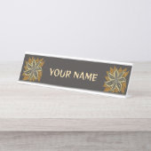 Afrikaanse Abstracte Bloemen Batik Stijl Bureau Naambordje (Voorkant)