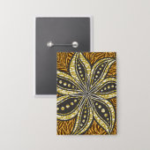 Afrikaanse Abstracte Bloemen Batik Stijl Button (Voorkant / Achterkant)