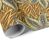 Afrikaanse Abstracte Bloemen Batik Stijl Cadeaupapier (Rol Hoek)