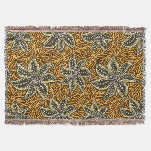 Afrikaanse Abstracte Bloemen Batik Stijl Deken (Voorkant)