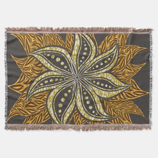 Afrikaanse Abstracte Bloemen Batik Stijl Deken (Voorkant)