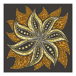 Afrikaanse Abstracte Bloemen Batik Stijl Foto Afdruk