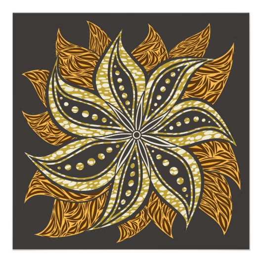 Afrikaanse Abstracte Bloemen Batik Stijl Foto Afdruk (Voorkant)