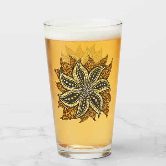 Afrikaanse Abstracte Bloemen Batik Stijl Glas (Voorkant gevuld)