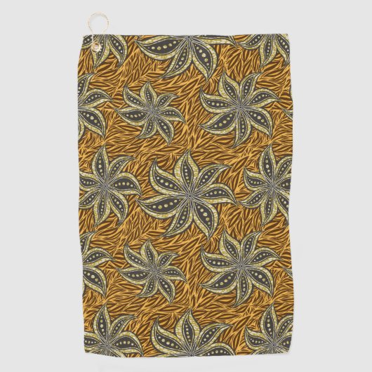 Afrikaanse Abstracte Bloemen Batik Stijl Golfhanddoek (Voorkant)