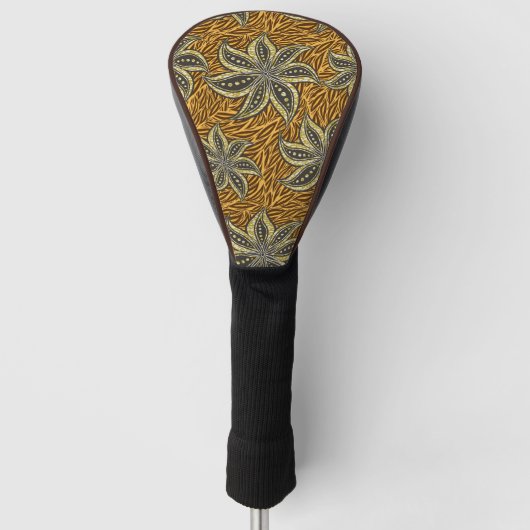 Afrikaanse Abstracte Bloemen Batik Stijl Golfheadcover (Voorkant)