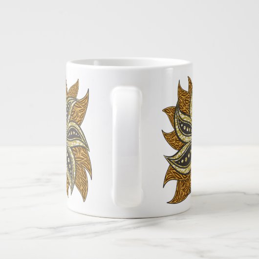 Afrikaanse Abstracte Bloemen Batik Stijl Grote Koffiekop (Achterkant)