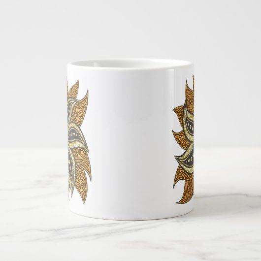 Afrikaanse Abstracte Bloemen Batik Stijl Grote Koffiekop (Voorkant)