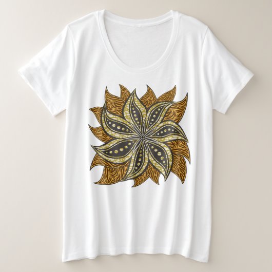 Afrikaanse Abstracte Bloemen Batik Stijl Grote Maat T-shirt (Design voorkant)