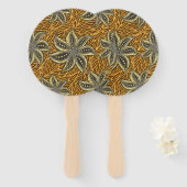 Afrikaanse Abstracte Bloemen Batik Stijl Handwaaier (Voorkant en achterkant)