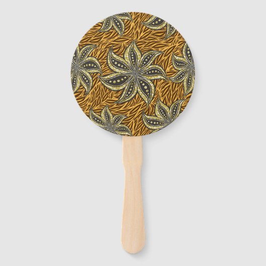 Afrikaanse Abstracte Bloemen Batik Stijl Handwaaier (Voorkant)