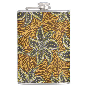 Afrikaanse Abstracte Bloemen Batik Stijl Heupfles