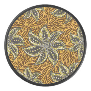 Afrikaanse Abstracte Bloemen Batik Stijl Hockey Puck