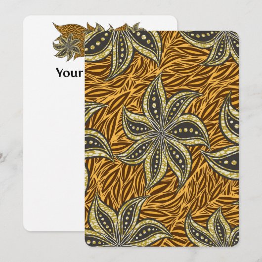 Afrikaanse Abstracte Bloemen Batik Stijl Kaart (Voorkant / Achterkant)