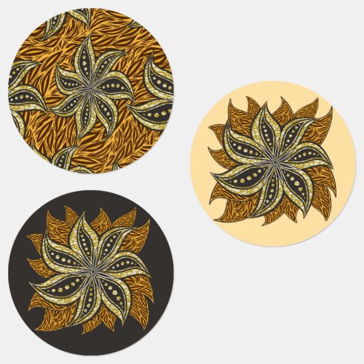 Afrikaanse Abstracte Bloemen Batik Stijl Labels (Groep)