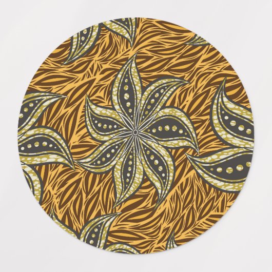 Afrikaanse Abstracte Bloemen Batik Stijl Labels (Design 1)