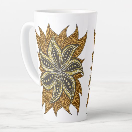 Afrikaanse Abstracte Bloemen Batik Stijl Latte Mok (Linkerhoek)