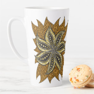 Afrikaanse Abstracte Bloemen Batik Stijl Latte Mok