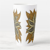 Afrikaanse Abstracte Bloemen Batik Stijl Latte Mok (Voorkant)