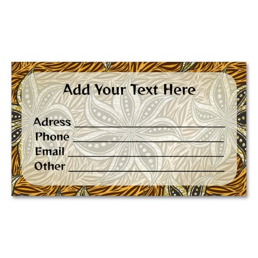 Afrikaanse Abstracte Bloemen Batik Stijl Magnetisch Visitekaartje (Voorkant)