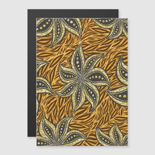 Afrikaanse Abstracte Bloemen Batik Stijl Magnetische Uitnodiging (Voorkant / Achterkant)