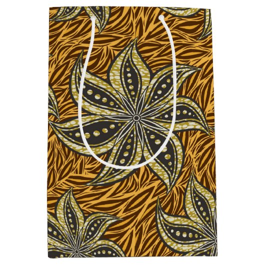 Afrikaanse Abstracte Bloemen Batik Stijl Medium Cadeauzakje (Voorkant)
