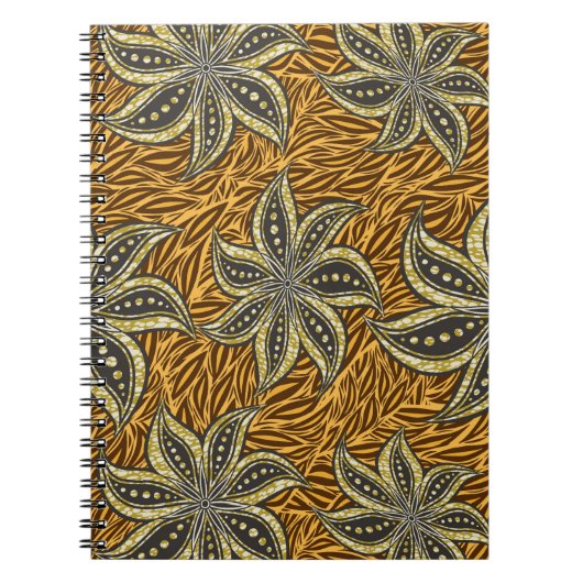 Afrikaanse Abstracte Bloemen Batik Stijl Notitieboek (Voorkant)