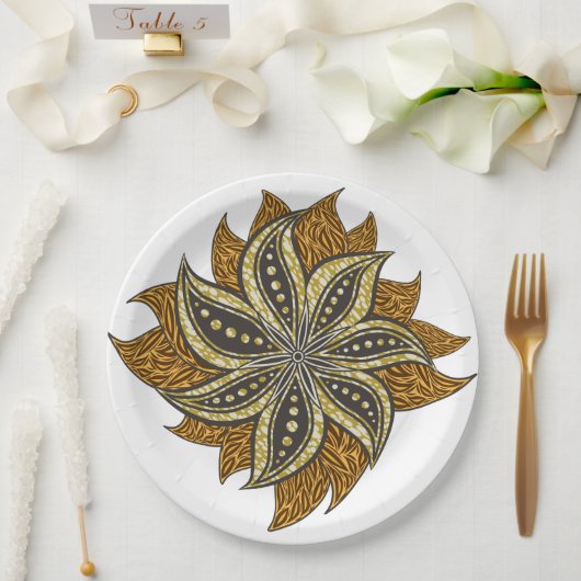 Afrikaanse Abstracte Bloemen Batik Stijl Papieren Bordje (Huwelijk)