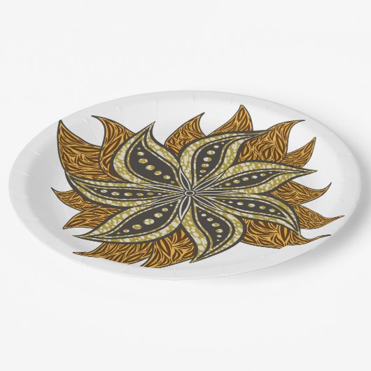 Afrikaanse Abstracte Bloemen Batik Stijl Papieren Bordje (Gekanteld)