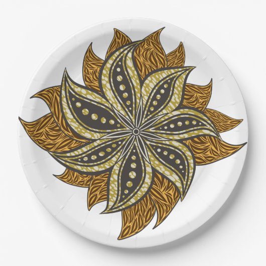 Afrikaanse Abstracte Bloemen Batik Stijl Papieren Bordje (Voorkant)