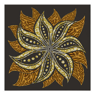 Afrikaanse Abstracte Bloemen Batik Stijl Perfect Poster