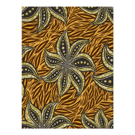Afrikaanse Abstracte Bloemen Batik Stijl Perfect Poster (Voorkant)