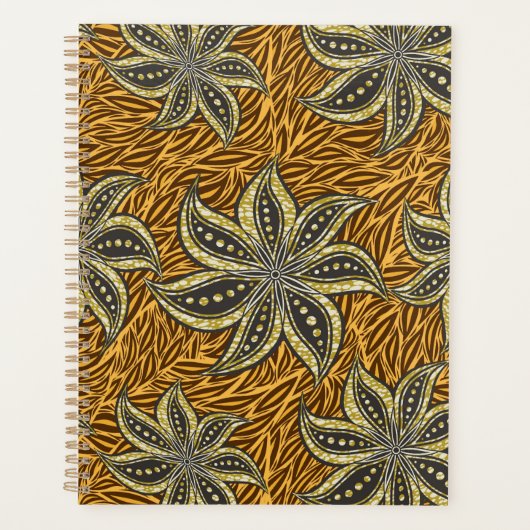 Afrikaanse Abstracte Bloemen Batik Stijl Planner (Voorkant)