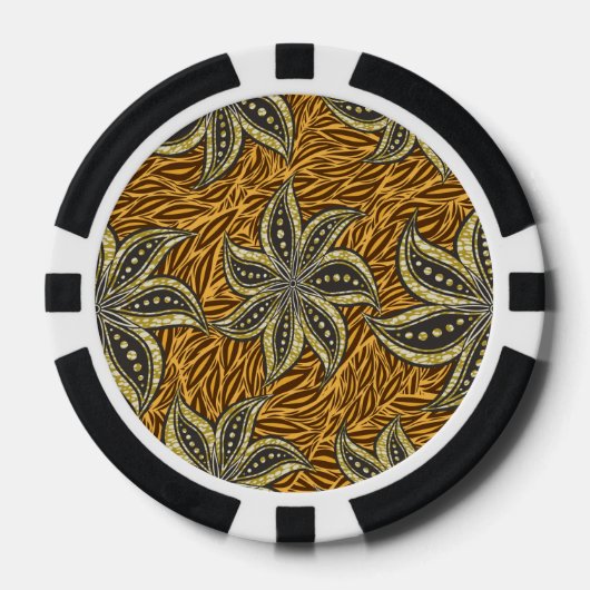 Afrikaanse Abstracte Bloemen Batik Stijl Poker Chips (Voorkant)