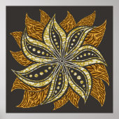 Afrikaanse Abstracte Bloemen Batik Stijl Poster (Voorkant)