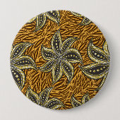 Afrikaanse Abstracte Bloemen Batik Stijl Ronde Button 4,0 Cm (Voorkant)