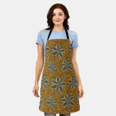 Afrikaanse Abstracte Bloemen Batik Stijl Schort (Gedragen)