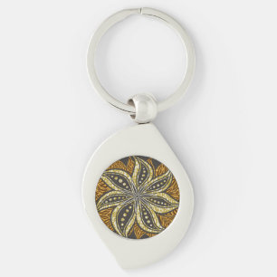Afrikaanse Abstracte Bloemen Batik Stijl Sleutelhanger