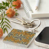 Afrikaanse Abstracte Bloemen Batik Stijl Sleutelhanger (Voorkant Rechts)
