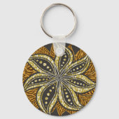 Afrikaanse Abstracte Bloemen Batik Stijl Sleutelhanger (Voorkant)