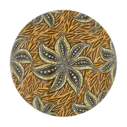 Afrikaanse Abstracte Bloemen Batik Stijl Snijplank (Voorkant)