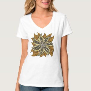 Afrikaanse Abstracte Bloemen Batik Stijl T-shirt
