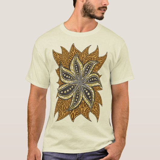 Afrikaanse Abstracte Bloemen Batik Stijl T-shirt (Voorkant)