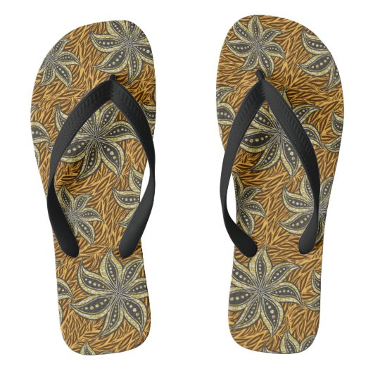 Afrikaanse Abstracte Bloemen Batik Stijl Teenslippers (Voetbed)