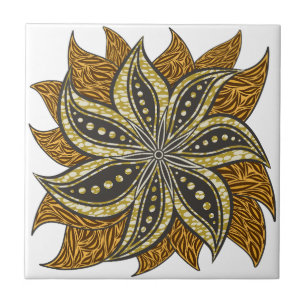 Afrikaanse Abstracte Bloemen Batik Stijl Tegeltje