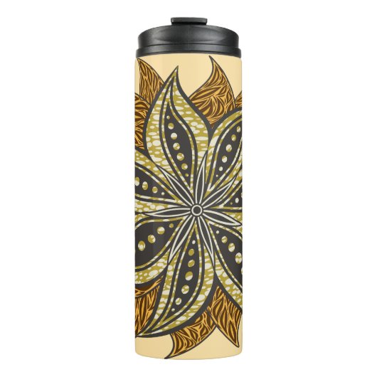 Afrikaanse Abstracte Bloemen Batik Stijl Thermosbeker (Voorkant)