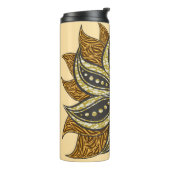 Afrikaanse Abstracte Bloemen Batik Stijl Thermosbeker (Gedraaid links)